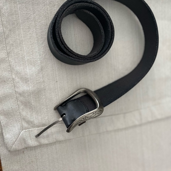 Black FRYE belt. Genuine leather. Worn handful times. Large. Fits true to size. - Picture 3 of 3